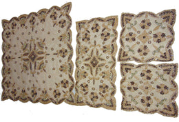 Golden Net Bead embroidery Square Table Cover Paisley