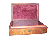 WOODEN BOX WHITE ENAMEL & BRASS INLAY DESIGN   (8