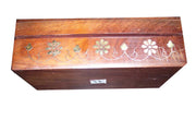 WOODEN BOX WHITE ENAMEL & BRASS INLAY DESIGN   (8