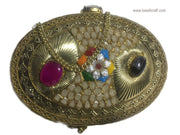 HANDMADE GOLDEN MULTI-COLOR STONE BAG