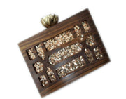 WOOD ACRYLIC CLUTCH BOX PURSE BAGS RESIN