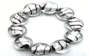 SILVER FOIL GLASS BEAD BRACELET
