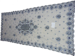 silver Embroidered  6 seat Dining Table Cover