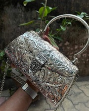 Rectangle Metal Engraving Clutch Purse