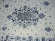 silver Embroidered  6 seat Dining Table Cover
