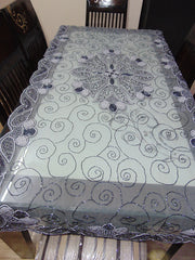 silver Embroidered  6 seat Dining Table Cover