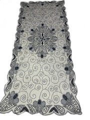 silver Embroidered  6 seat Dining Table Cover