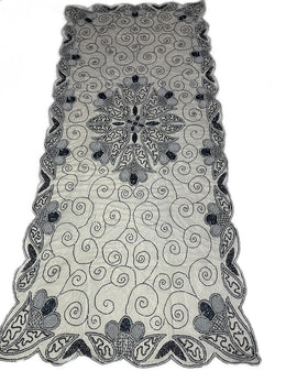 silver Embroidered  6 seat Dining Table Cover