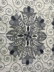 silver Embroidered  6 seat Dining Table Cover