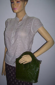 SMALL ROUND HANDLELEATHER BAG