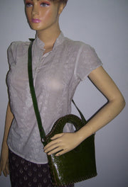 SMALL ROUND HANDLELEATHER BAG