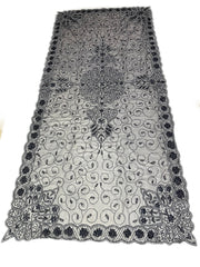 Dark silver Embroidered  6 seat Dining Table Cover