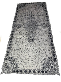 Dark silver Embroidered  6 seat Dining Table Cover