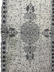 Dark silver Embroidered  6 seat Dining Table Cover