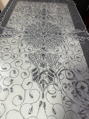 Dark silver Embroidered  6 seat Dining Table Cover