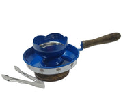 Metal Incense Charcoal Incense Burner with Wooden Handle & Base