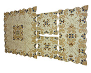 Golden Bead embroidery tablecloth square two coffee table cover and runner