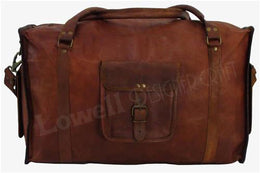 REAL LEATHER VINTAGE TRAVEL DUFFEL GYM BAG