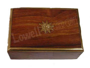WOODEN BOX  WITH BRASS INLAY