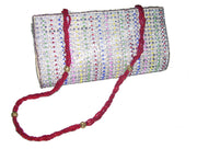 Multicolor bead embroidery clutch purse