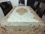 Golden color Embroidered  6 seat Dining Table Cover