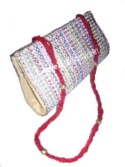 Multicolor bead embroidery clutch purse