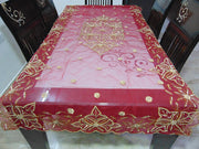 Dark red color Embroidered  6 seat Dining Table Cover