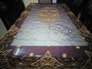 Brown color Embroidered  6 seat Dining Table Cover