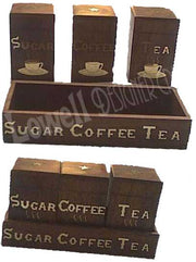 Antique Wooden Tea Coffee Sugar Storage Box Kitchen Jars