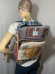 Hemp Laptop Backpack Bag digital print flower