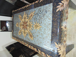 Brown color Heavy Embroidered  6 seat Dining Table Cover