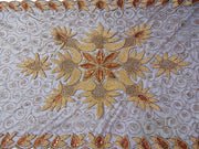 Brown color Heavy Embroidered  6 seat Dining Table Cover