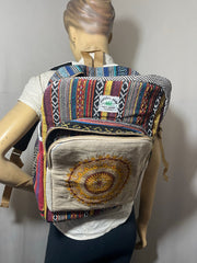Hemp Laptop Backpack Bag digital print flower