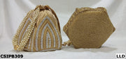 Golden Designer Embroidery Lotus Artsilk Party Potli Bag