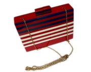 STRIPE DESIGN ACRYLIC OR RESIN LADIES CLUTCH PURSE BAG