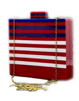 STRIPE DESIGN ACRYLIC OR RESIN LADIES CLUTCH PURSE BAG