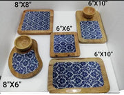 Wooden Platter for Serving Food with Bowls
