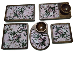 Wooden Platter for Serving Food with Bowls