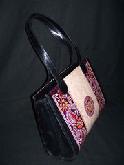 BATIK PRINT LEATHER HANDLE BAG