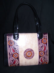 BATIK PRINT LEATHER HANDLE BAG