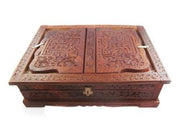WOODEN HAND CARVED HOLY BOOK STAND AND BOX KASHMIRI CARVING DESIGN(12X8X3