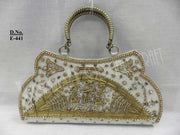 Zircon & Bead Work Hand Clutch Purse