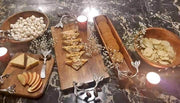 Wooden Platter for Serving Food with 2 Bowls