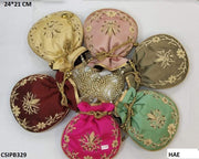 Bead Work Round Drawstring Pouch