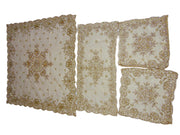 Golden sequence Bead embroidery square tablecloth