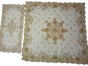 Golden sequence Bead embroidery square tablecloth