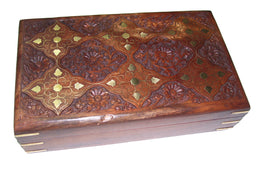 CARVING WOODEN BOX BRASS INLAY (10