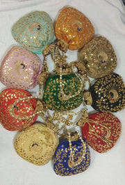 Bead Work Round Drawstring Pouch