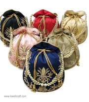 Multi color Floral Embroidery Drawstring Gift Bag