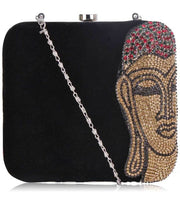 BUDDHA BOX CLUTCH PURSE WITH ZIRCON